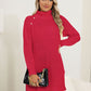 Slit Turtleneck Long Sleeve Sweater