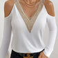 V-Neck Cold Shoulder Long Sleeve T-Shirt