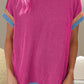 Color Block Round Neck Cap Sleeve T-Shirt