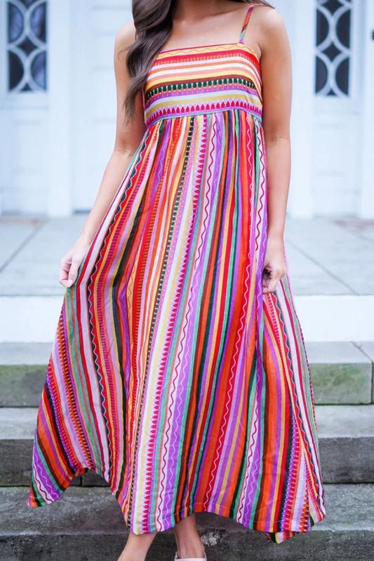 Striped Square Neck Cami Maxi Dress