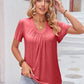 Double Take Full Size Ruched V-Neck Short Sleeve T-Shirt