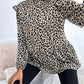 Ruffled Leopard Mock Neck Long Sleeve Blouse