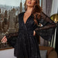 Sequin Surplice Long Sleeve Dress