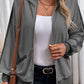 Waffle-Knit Pocketed Zip Up Hooded Jacket