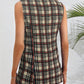 Plaid Button Up Collared Neck Vest