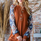 Heimish Full Size Half Button Printed Long Sleeve Hooded Top