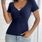 Devine Decorative Button Short Sleeve T-Shirt
