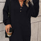 Collared Neck Long Sleeve Sweater Dress with Pockets