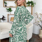 Double Take Full Size Printed Ruched Balloon Sleeve Dress