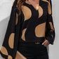 Frill Notched Long Sleeve Blouse