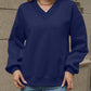 V-Neck Long Sleeve Dropped Shoulder Sweatshirt