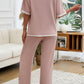 Devine Contrast Trim Half Sleeve Top and Pants Set