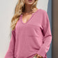 Double Take Striped Notched Long Sleeve T-Shirt