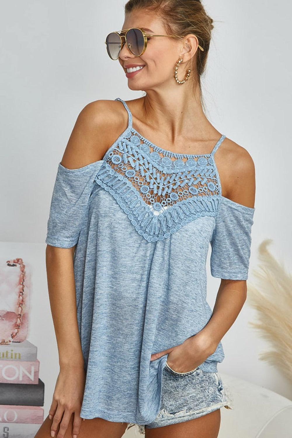 BiBi Front Crochet Lace Adjustable Strap Top - Brand BiBi *