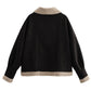 Fuzzy Collared Neck Long Sleeve Jacket