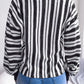 Striped Lace-Up Long Sleeve Sweater