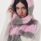 Fuzzy Contrast Striped Scarf