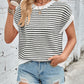 Lovelet Striped Round Neck Cap Sleeve Sweater