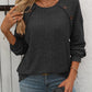 Full Size Decor Button Long Sleeve Ribbed T-Shirt