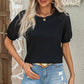 Round Neck Lace Patchwork Half Sleeve T-Shirt