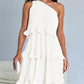 Layered Single Shoulder Mini Dress