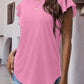 Full Size Ruffled Round Neck Cap Sleeve Blouse