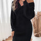 Perfee Surplice Long Sleeve Sweater Dress