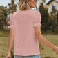 Lace Detail V-Neck Flounce Sleeve Blouse