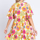 GeeGee Floral V-Neck Ruffle Hem Mini Dress