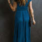 Smocked V-Neck Cap Sleeve Dress