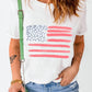 Full Size US Flag Round Neck Short Sleeve T-Shirt