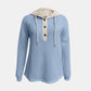 Full Size Waffle-Knit Contrast Long Sleeve Hoodie