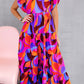 Printed Ruffled Mock Neck Tiered Dress