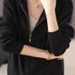Drawstring Zip Up Long Sleeve Hooded Sweater