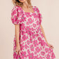 BiBi Printed Square Neck Puff Sleeve Mini Dress - Brand BiBi