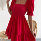 Smocked Square Neck Short Sleeve Dress