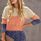 Color Block Round Neck Long Sleeve Sweater