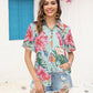 Printed Collared Neck Short Sleeve Shirt