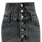 Raw Hem High Waist Denim Skirt