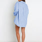 Full Size Striped Dropped Shoulder Shirt and Shorts Set