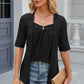 Full Size Eyelet Half Sleeve T-Shirt