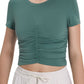 Ruched Round Neck Short Sleeve Active T-Shirt