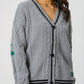 Star Embroidered V-Neck Long Sleeve Cardigan