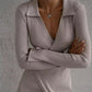 Tied Collared Neck Long Sleeve Sweater Dress