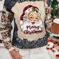 Santa Graphic Leopard Dropped Shoulder Sweatshirt