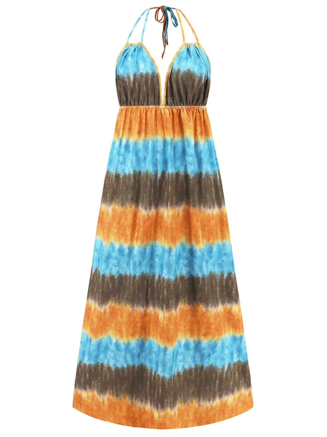 Full Size Tie-Dye Halter Neck Sleeveless Dress