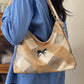 PU Leather Color Block Shoulder Bag