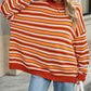 Striped Mock Neck Long Sleeve Sweater