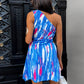 Full Size Cutout Printed Sleeveless Mini Dress