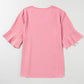 Plus Size V-Neck Half Sleeve Blouse